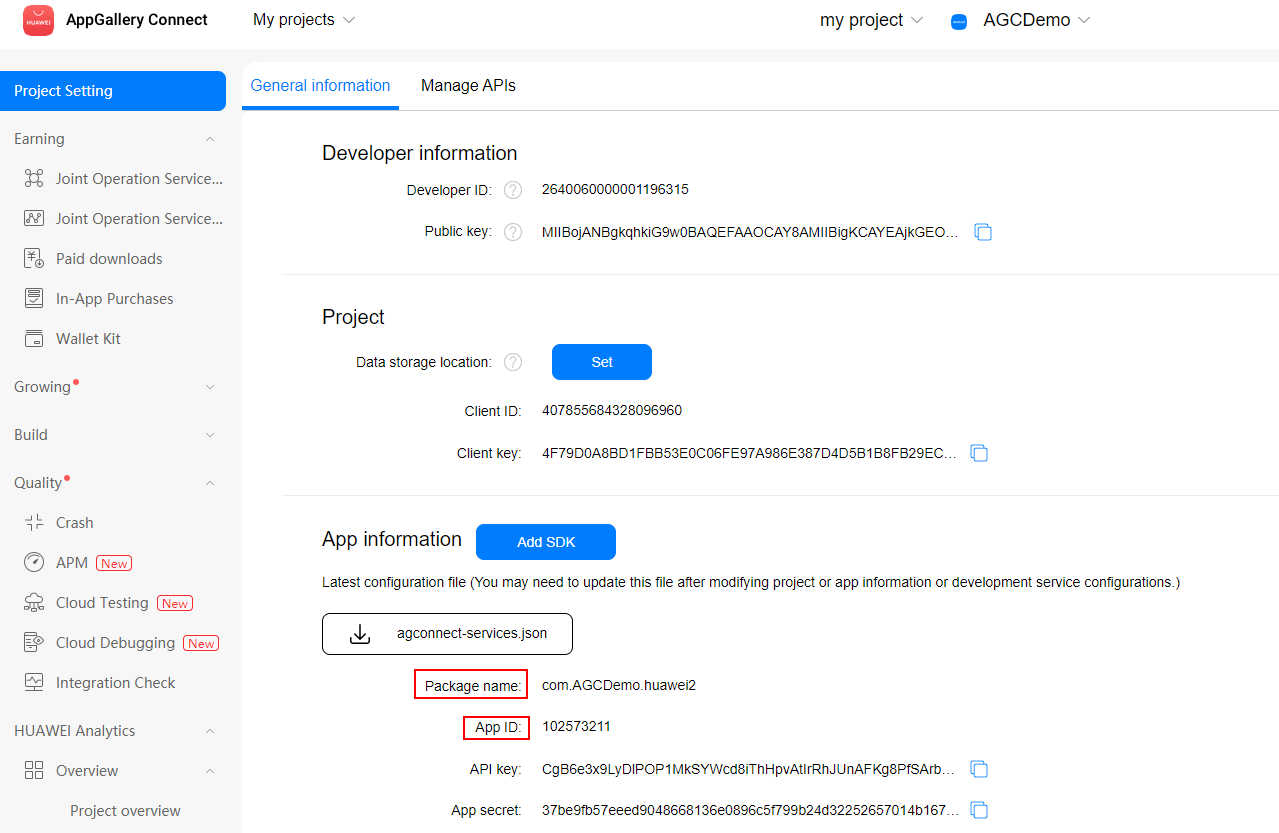 Configuring App Information in AppGallery Connect